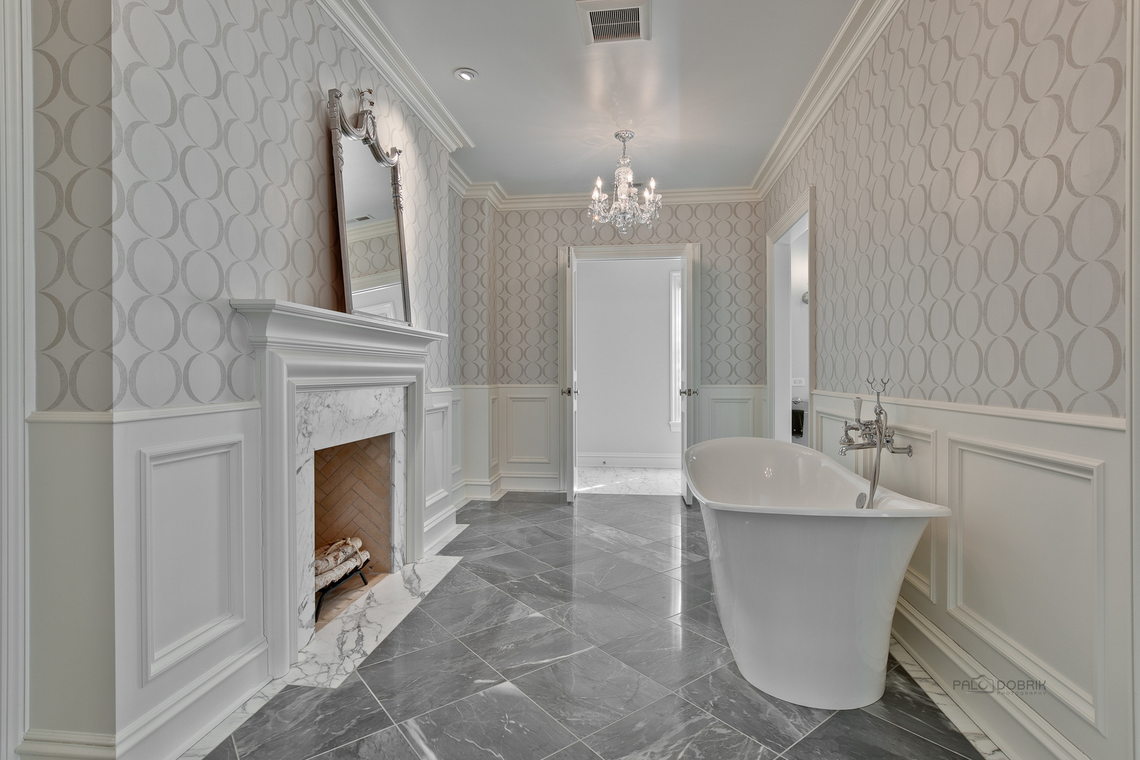 500 South Ridge Road Lake Forest, IL 60045 - Photo 34 of 54 a spacious bathroom with a sink and a mirror