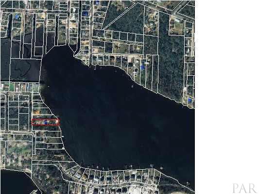 4032 Etta Road Milton, FL 32583 - Photo 3 of 9 aerial showing location of lot on left shore outlined in red