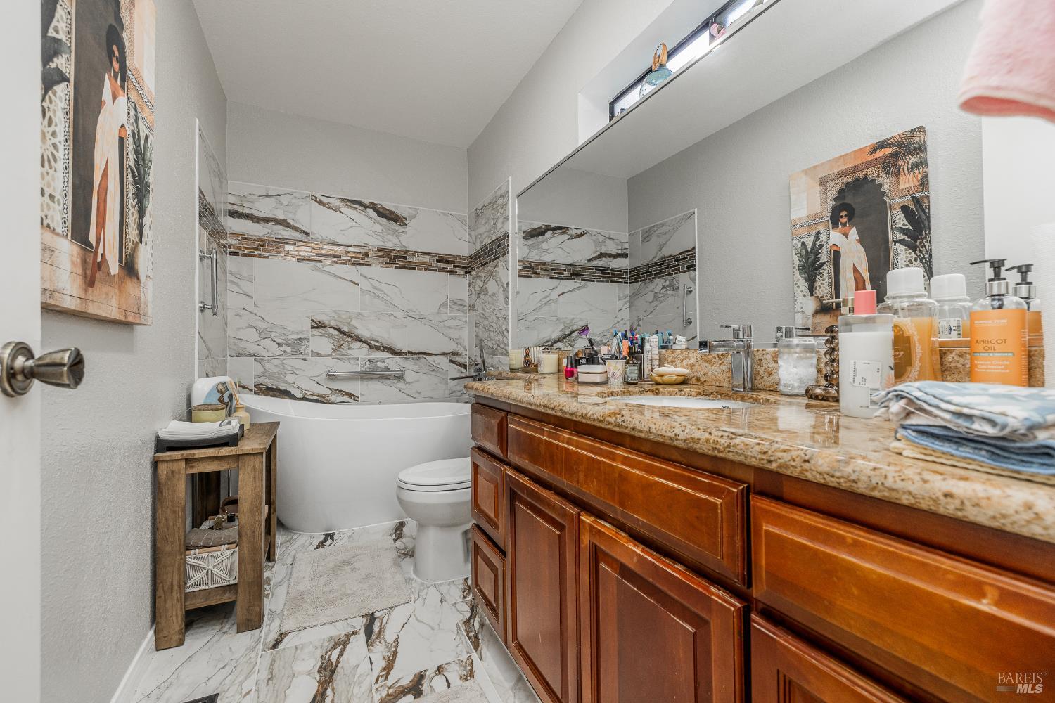 2454 Sebastopol Lane Hayward, CA 94542 - Photo 1 of 35 a bathroom with a granite countertop sink a toilet and shower