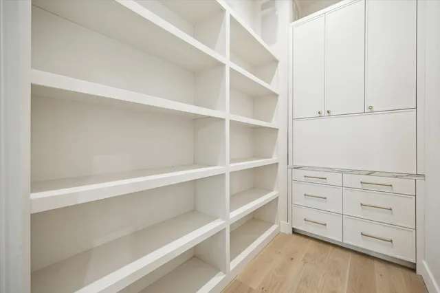 a view of an empty walk in closet