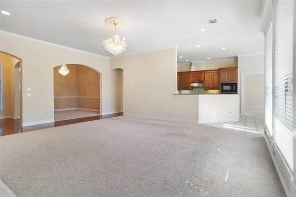a view of a livingroom with a chandelier