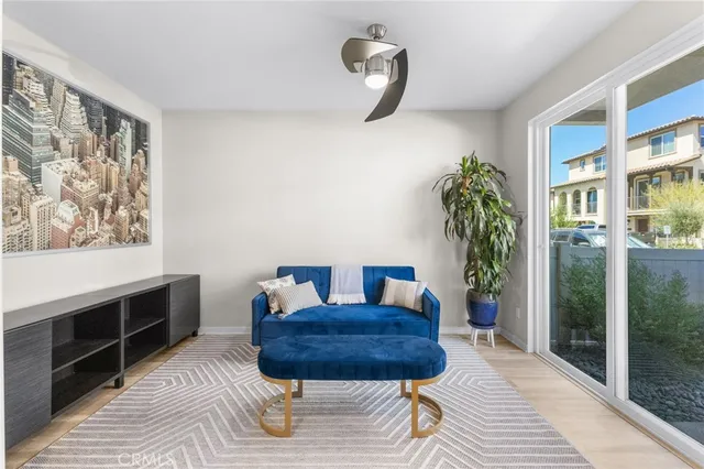 a bedroom with a bed and a view of bedroom