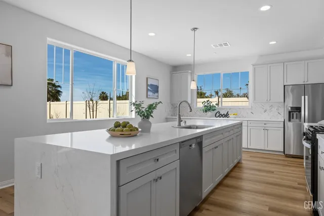 a room with a table and chairs