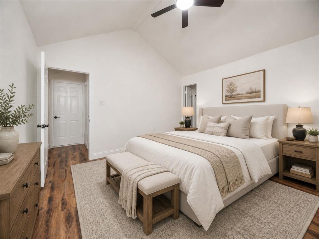 215 Barbara Way Red Oak, TX 75154 - Photo 15 of 36 Virtually staged ensuite primary bedroom highlights the home’s potential, showing how easily the space can feel warm, finished, and move-in friendly.