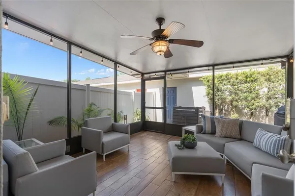 a living room with furniture