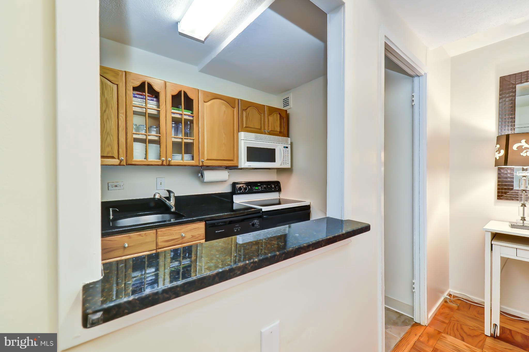 1301 Delaware Avenue Southwest, Unit N504 Washington, DC 20024 - Photo 10 of 29 a kitchen with stainless steel appliances granite countertop a stove and a refrigerator