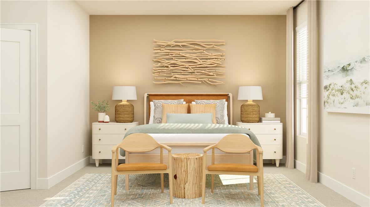 8445 Haaf Road Fogelsville, PA 18051 - Photo 24 of 28 Relax in this tranquil bedroom, featuring a subtle geometric pattern rug and warm wooden accents.