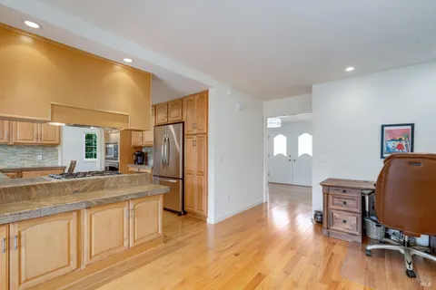 a bedroom with a bed and a cabinets