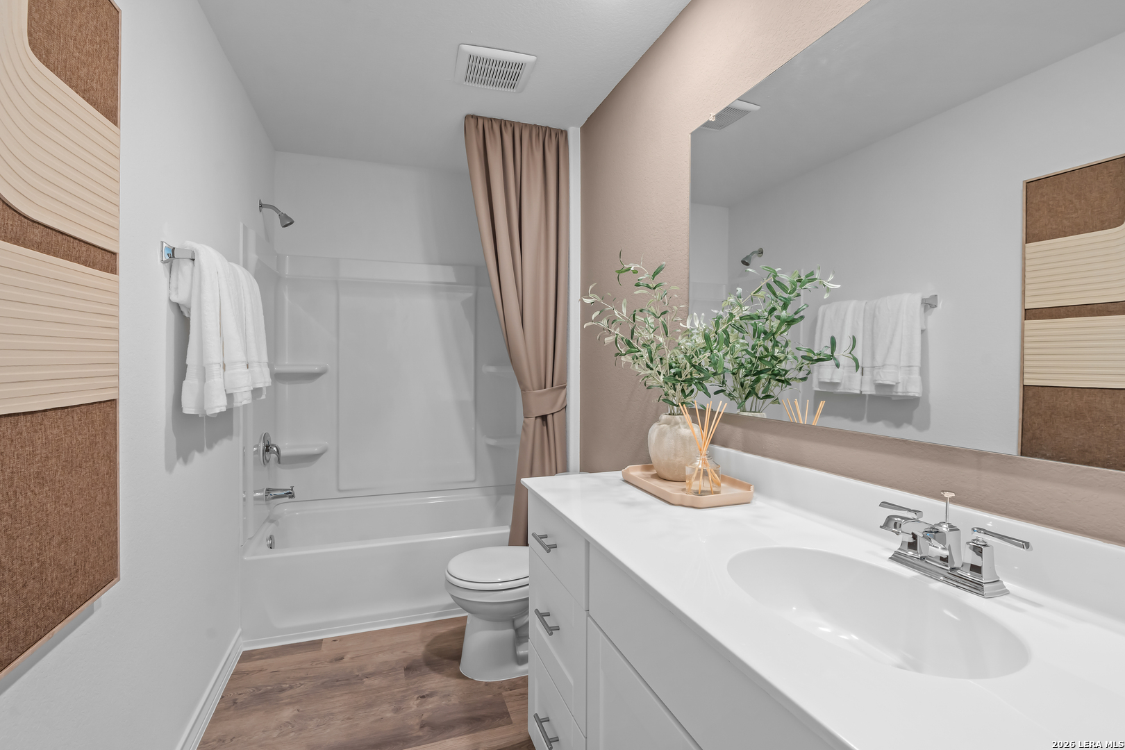 424 Raven Row Marion, TX 78124 - Photo 27 of 30 a bathroom with a granite countertop sink toilet and shower