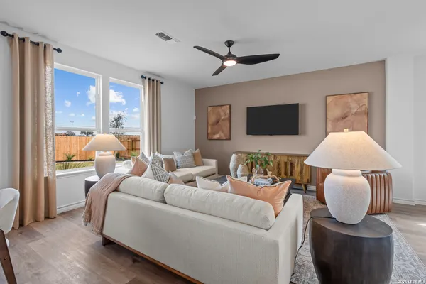 a living room with furniture