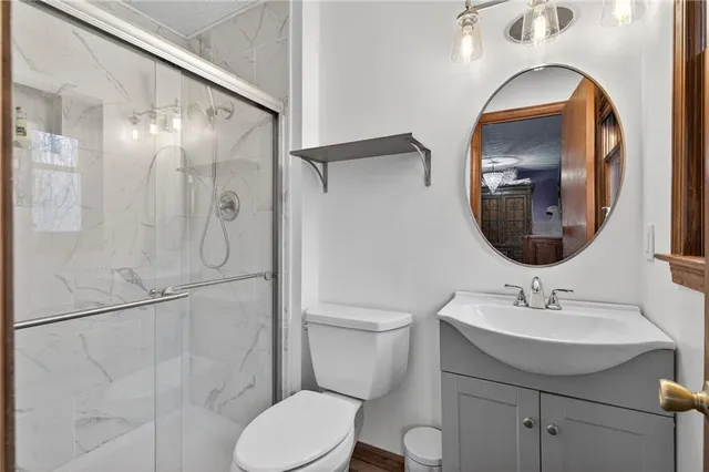 a bathroom with a shower
