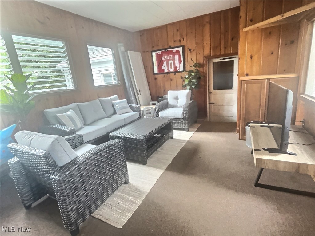3688 Easton Road Norton, OH 44203 - Photo 24 of 37 Carpeted living room featuring wooden walls