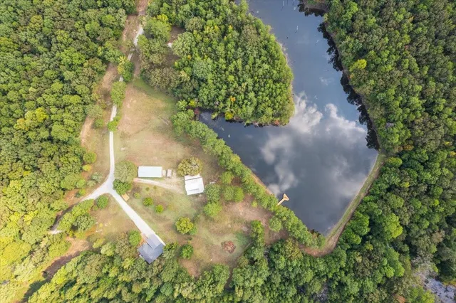 a view of a lake with a mountain in the background