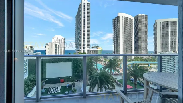 a view of a city from a balcony