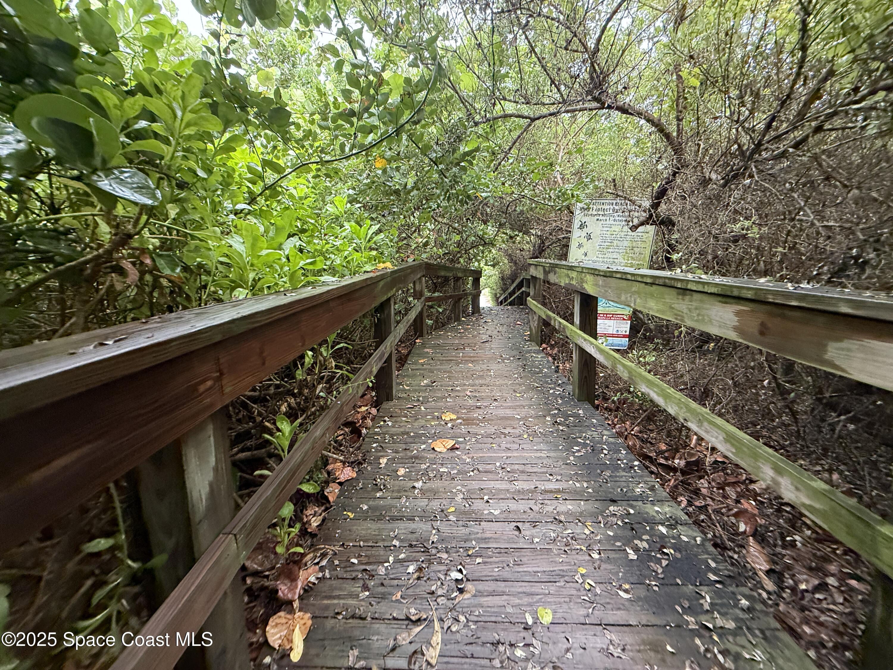 1700 South Atlantic Avenue, Unit 104 Cocoa Beach, FL 32931 - Photo 48 of 55 a view of a garden with wooden stairs