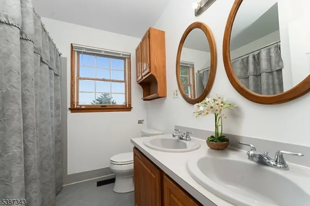 a bathroom with a toilet a sink and a mirror