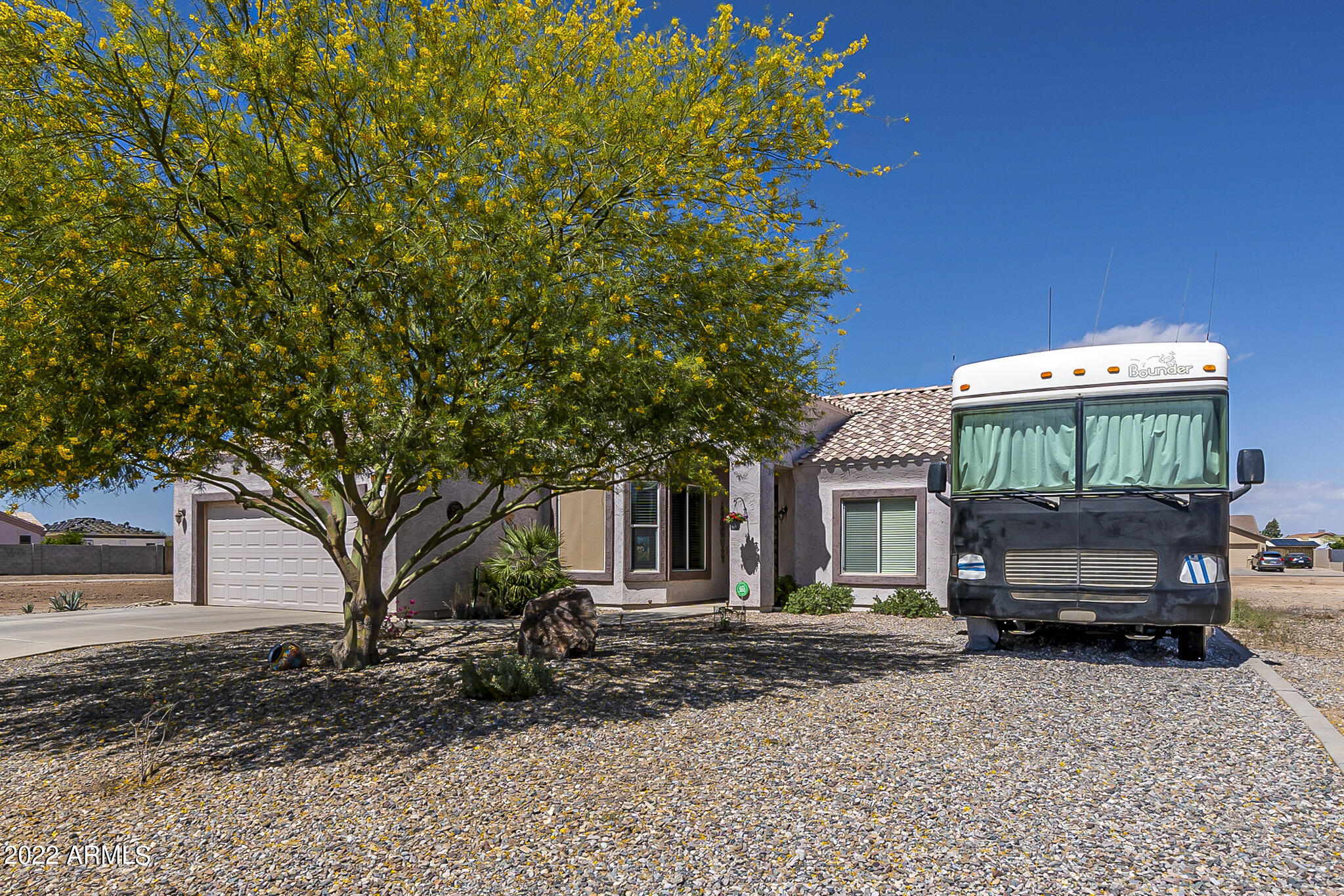 Front view with RV parking
