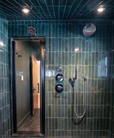 a view of a glass door with glass door