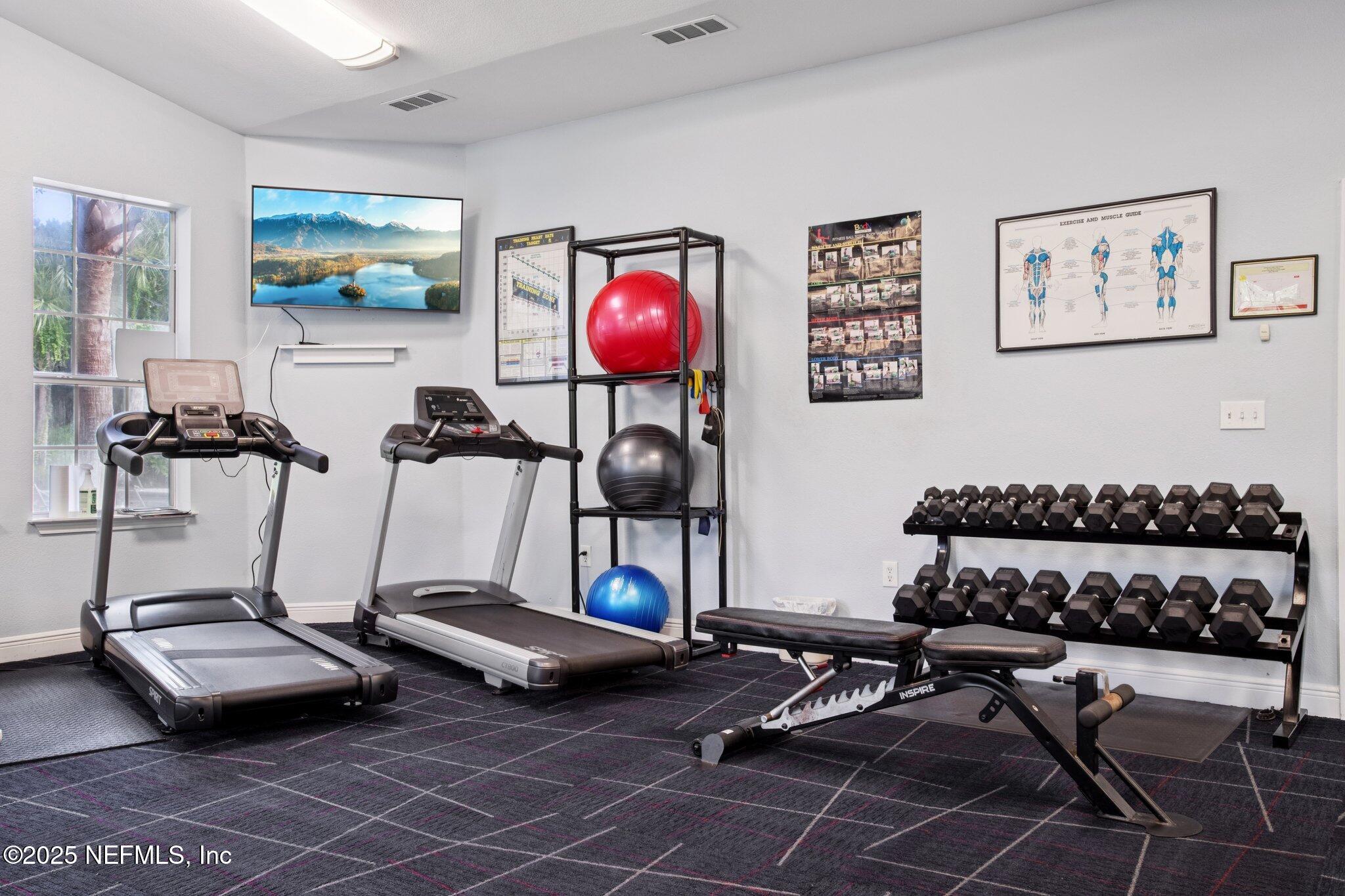 201 Colima Court, Unit 1221 Ponte Vedra Beach, FL 32082 - Photo 39 of 50 a room with gym equipment and a flat screen tv