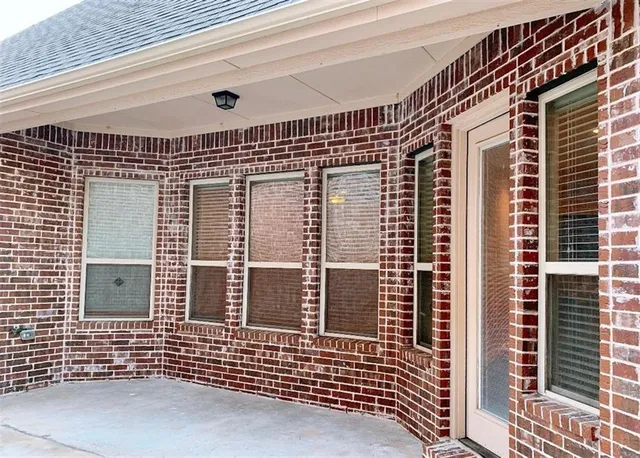 a view of a brick building