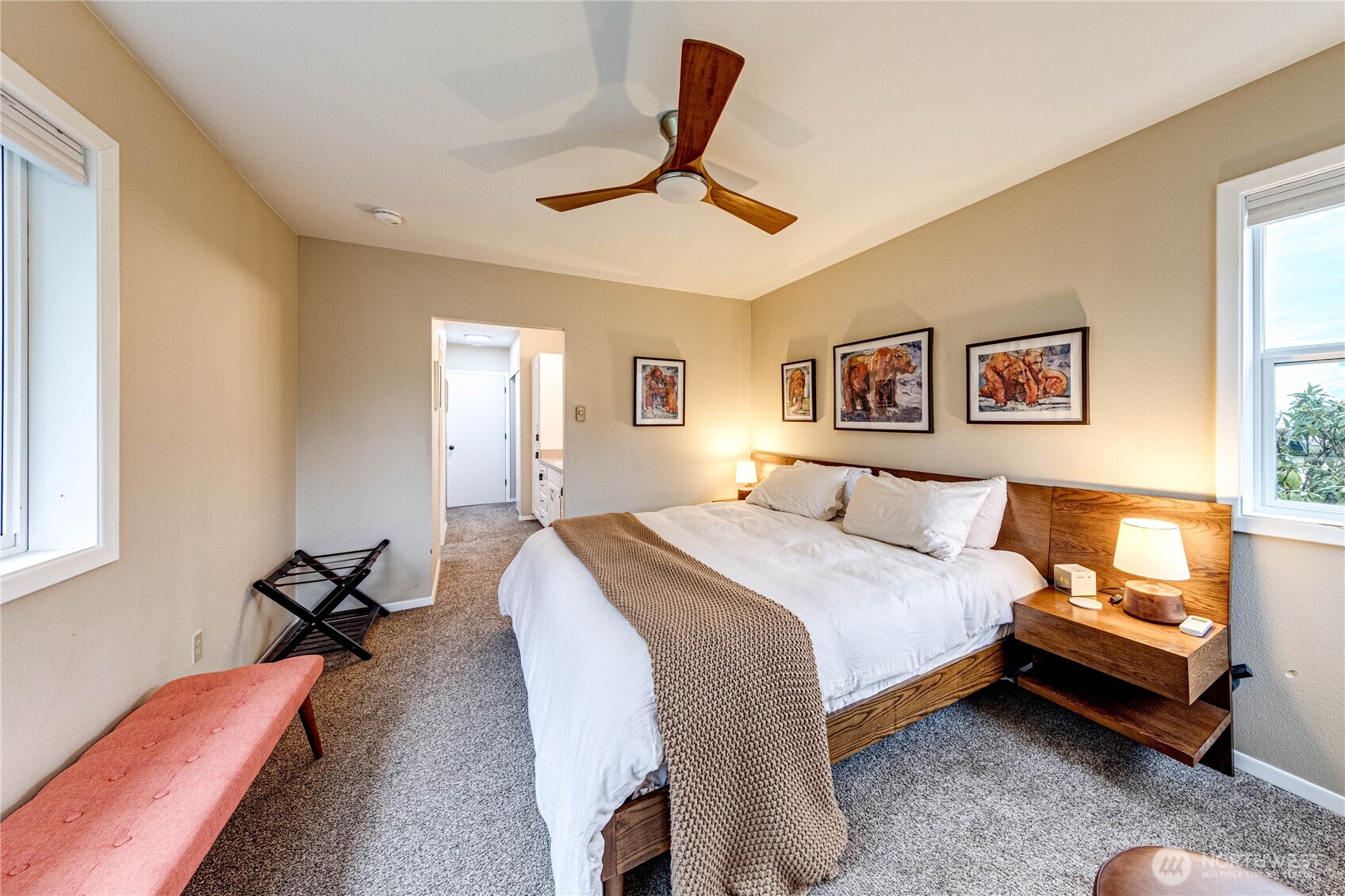 1922 West 7th Street Port Angeles, WA 98363 - Photo 21 of 40 a bed room with a bed and a chandelier