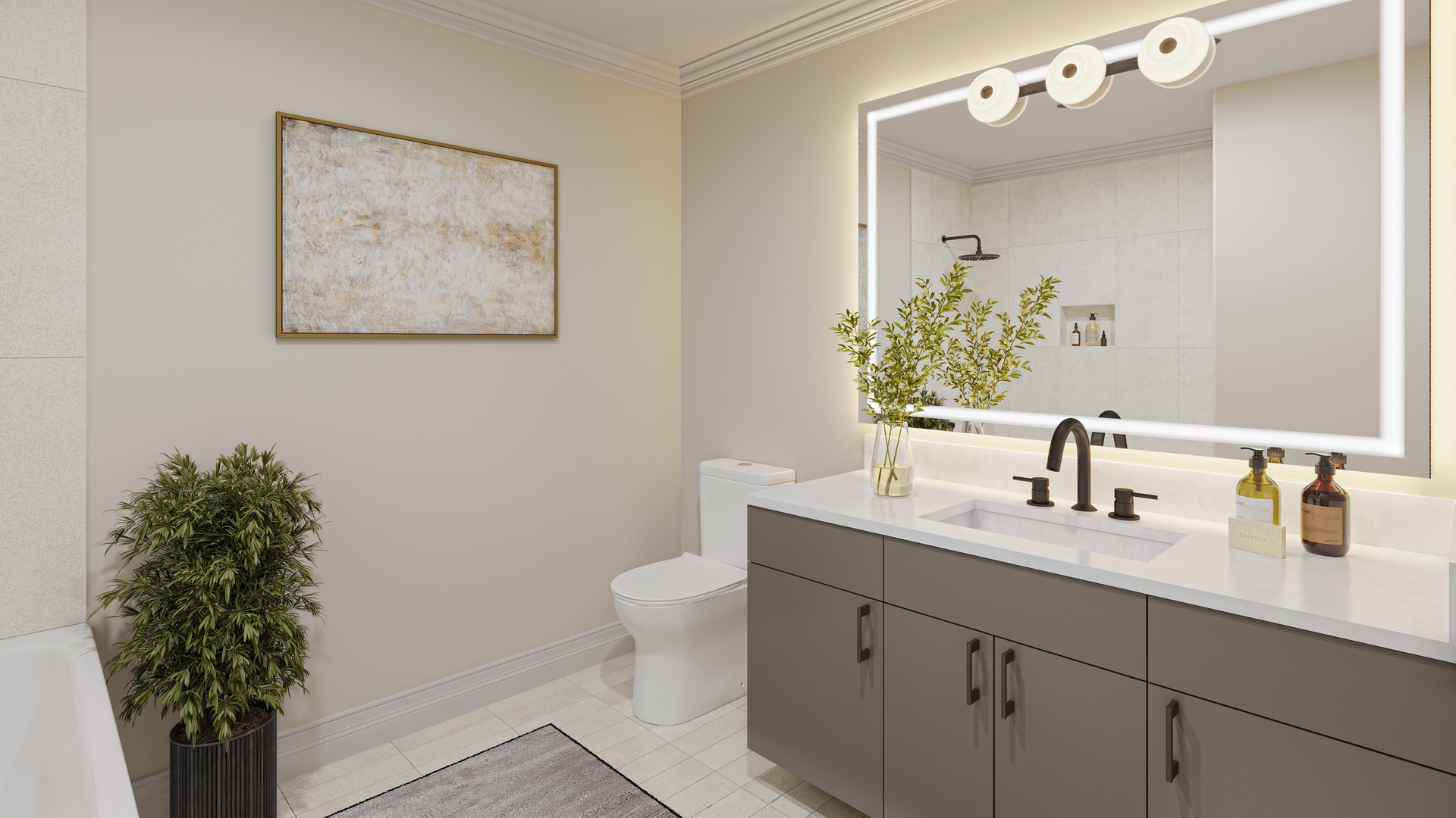224 South Ashland Avenue, Unit 207 Chicago, IL 60607 - Photo 5 of 7 a bathroom with a toilet sink and mirror