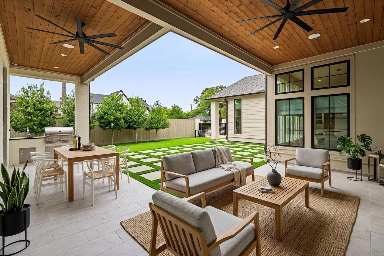 8722 Lupton Lane Houston, TX 77055 - Photo 39 of 44 a outdoor living space with furniture and garden view