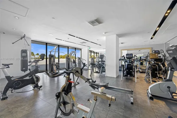 a view of a room with gym equipment