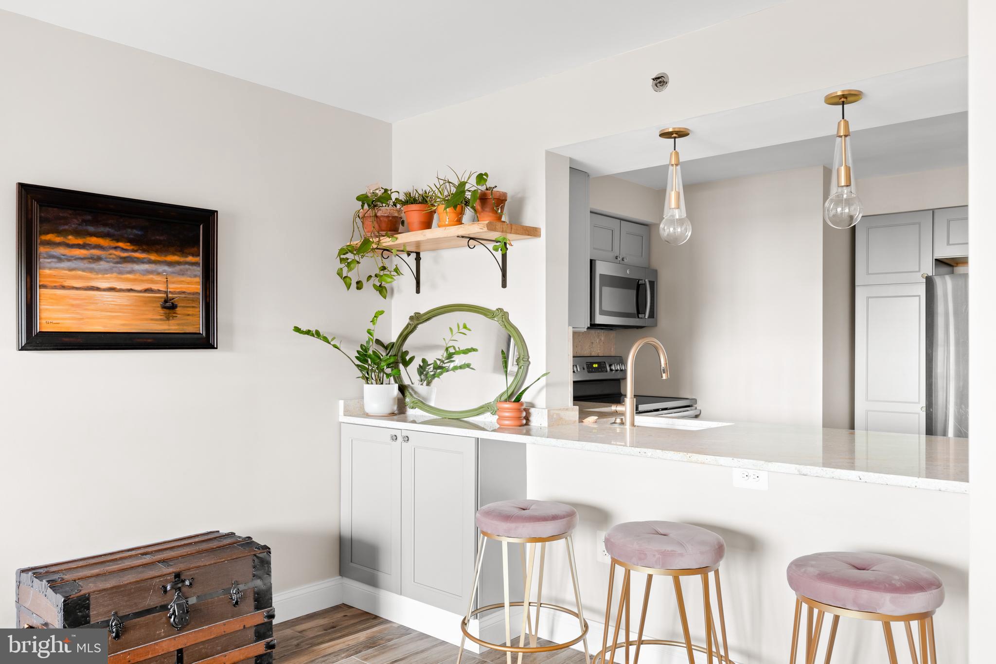 545 East Braddock Road, Unit 206 Alexandria, VA 22314 - Photo 6 of 29 Eat-In Area @ Kitchen Counter, Cool Light Fixtures