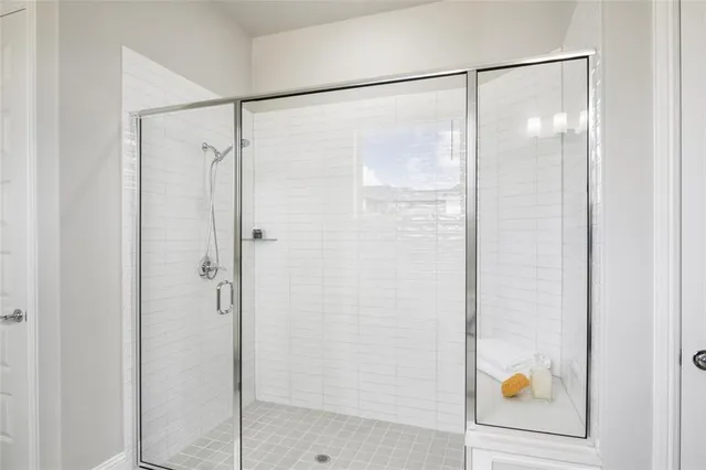a bathroom with a shower