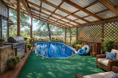 a view of an outdoor sitting area