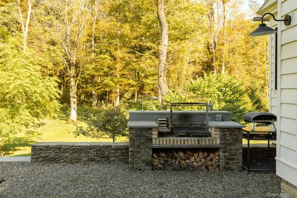 a view of a table and chairs in the patio