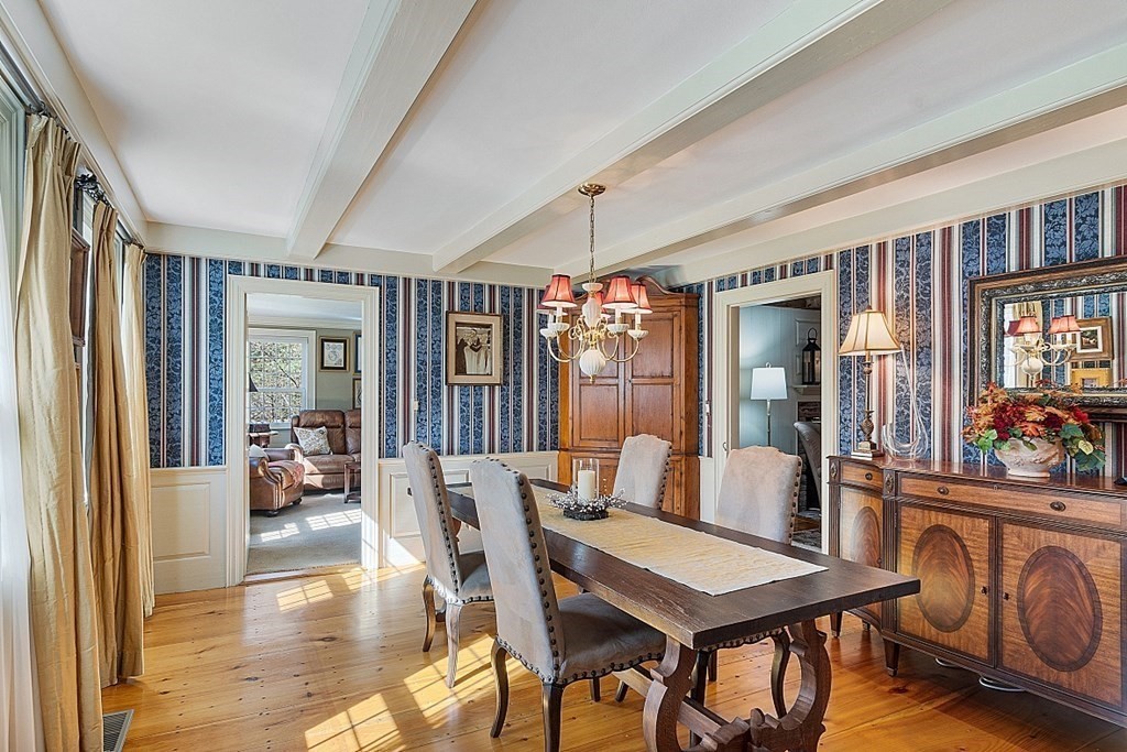 65 Lawrence Road Boxford, MA 01921 - Photo 17 of 36 a view of a dining room with furniture window and wooden floor