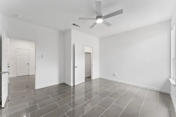 a view of an empty walk in closet