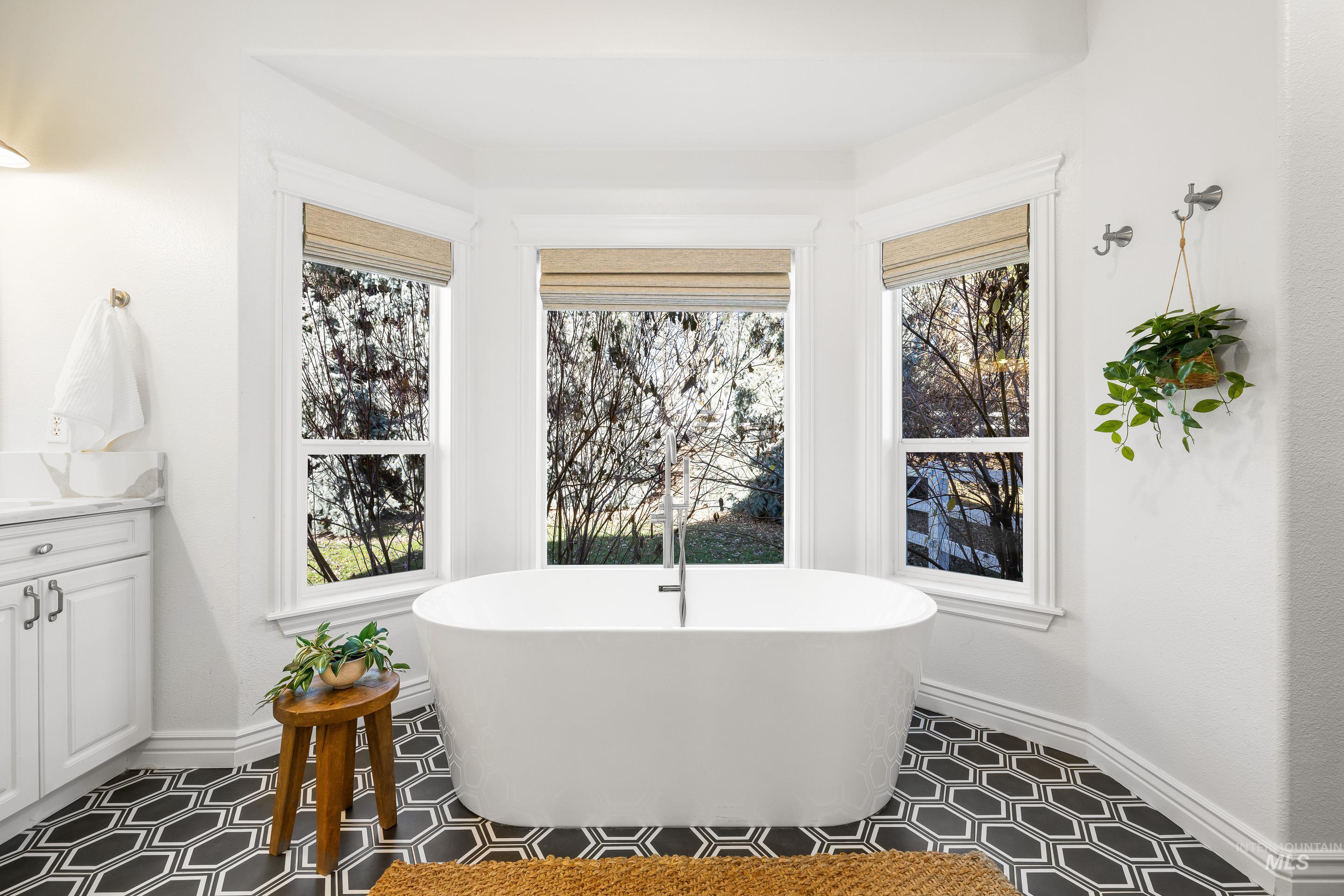 1197 North Cove Colony Way Eagle, ID 83616 - Photo 12 of 50 Full bath featuring a freestanding bath, vanity, and plenty of natural light