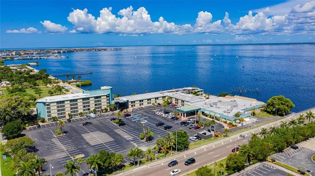 an aerial view of a house with a garden
