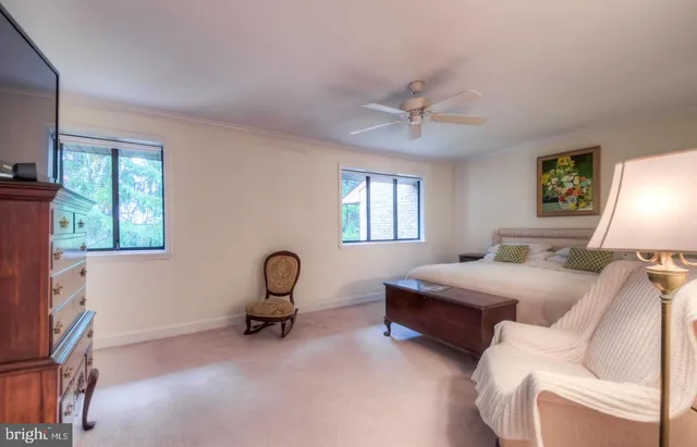 a bedroom with furniture and a window