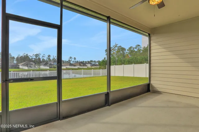 a view of an outdoor with a large window