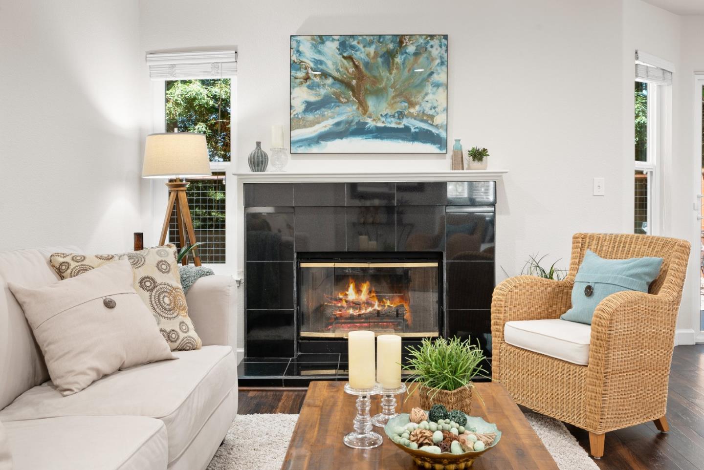 205 Sidesaddle Circle Scotts Valley, CA 95066 - Photo 19 of 57 a living room with furniture and a fireplace