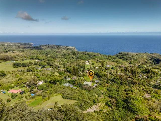 an aerial view of residential houses with yard