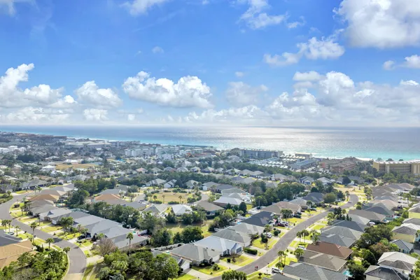 an aerial view of multiple house