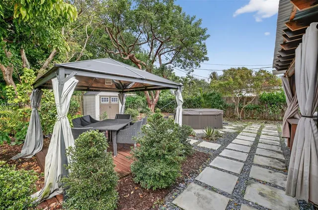 a backyard of a house with lots of green space