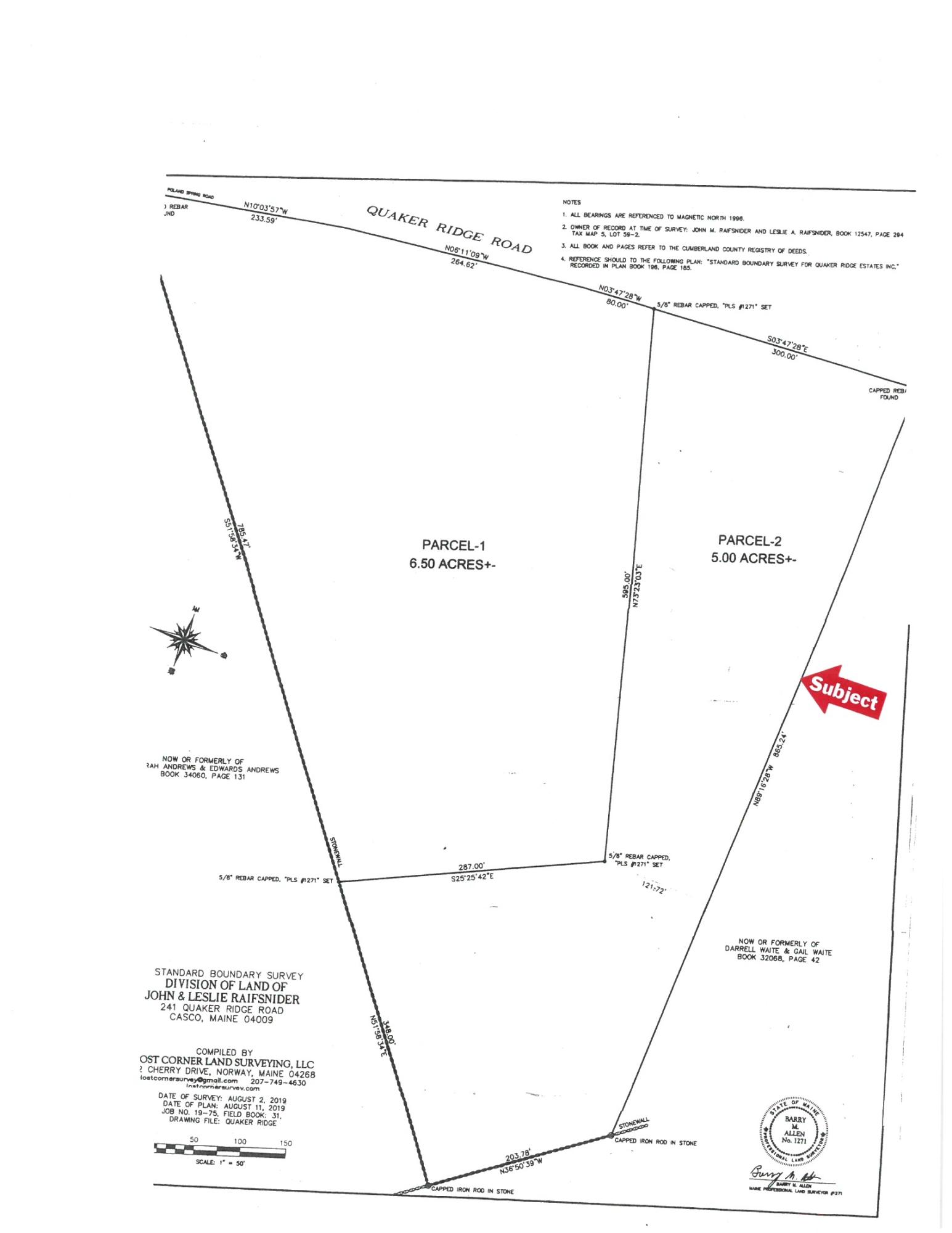 0 Quaker Ridge Road Casco, ME 04015 - Photo 1 of 1 Plot Plan - Lot Quaker Ridge Road, Casco