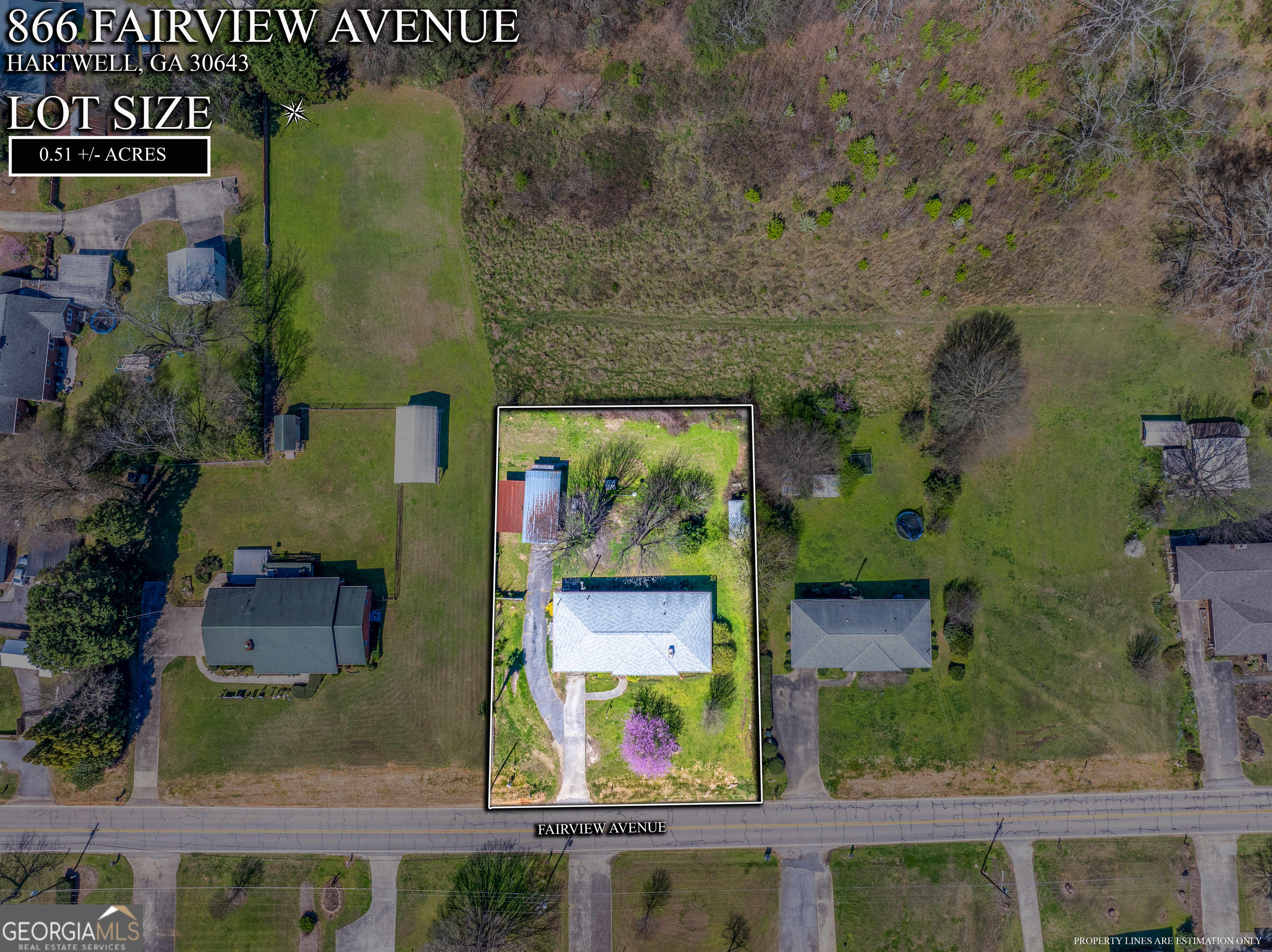 868 Fairview Street Hartwell, GA 30643 - Photo 38 of 42 an aerial view of a residential houses with outdoor space and street view