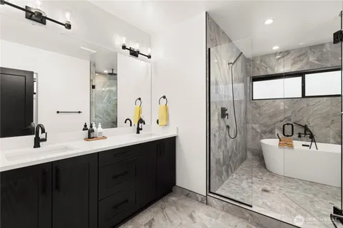 a bathroom with a bathtub