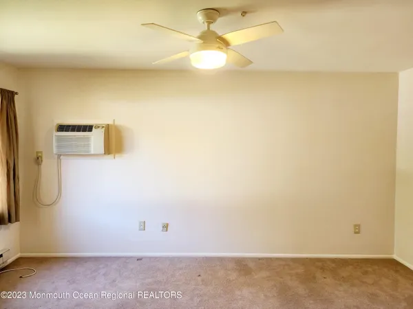 a view of a room with painted walls