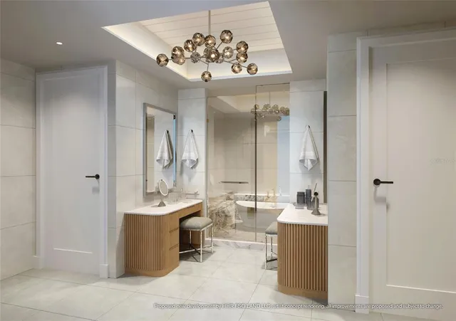 a view of a bathroom with a bathtub a sink and a mirror