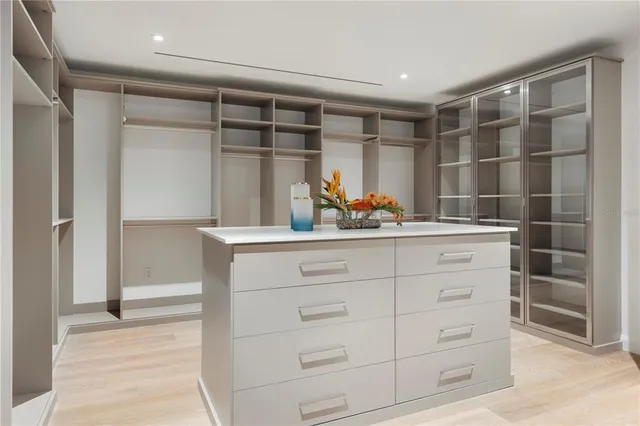 a room with walk in closet and window