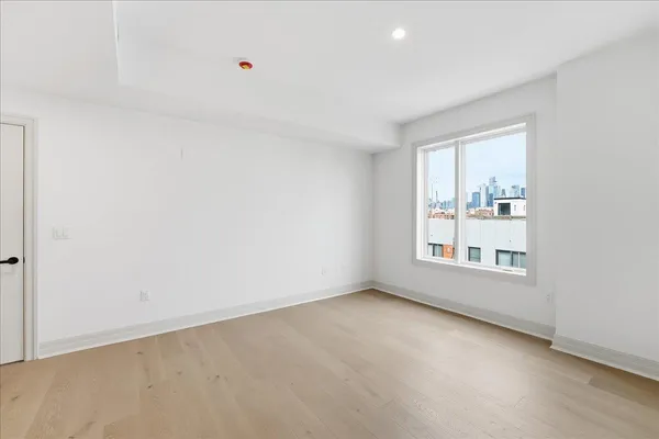 a view of a balcony from a window