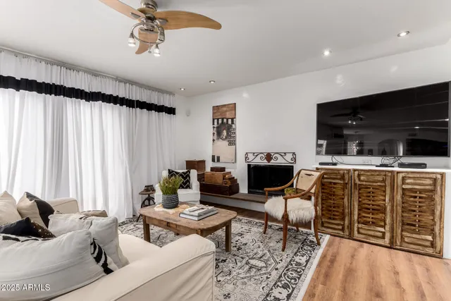 a living room with furniture